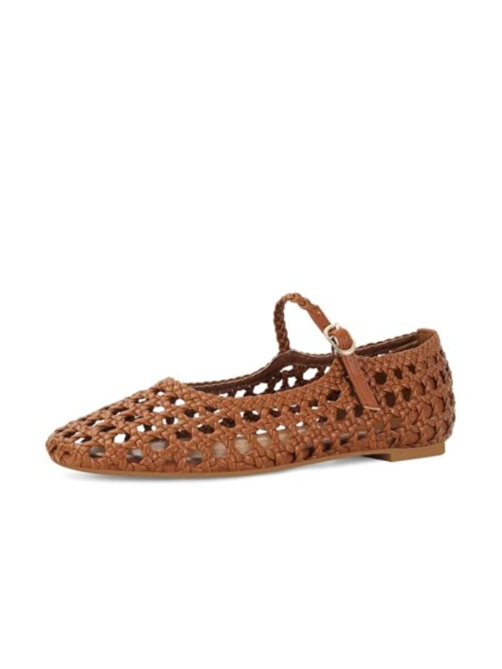 Woven Mesh Ballet Flats Round Toe Mary Jane Buckle Strap Comfortable Dress